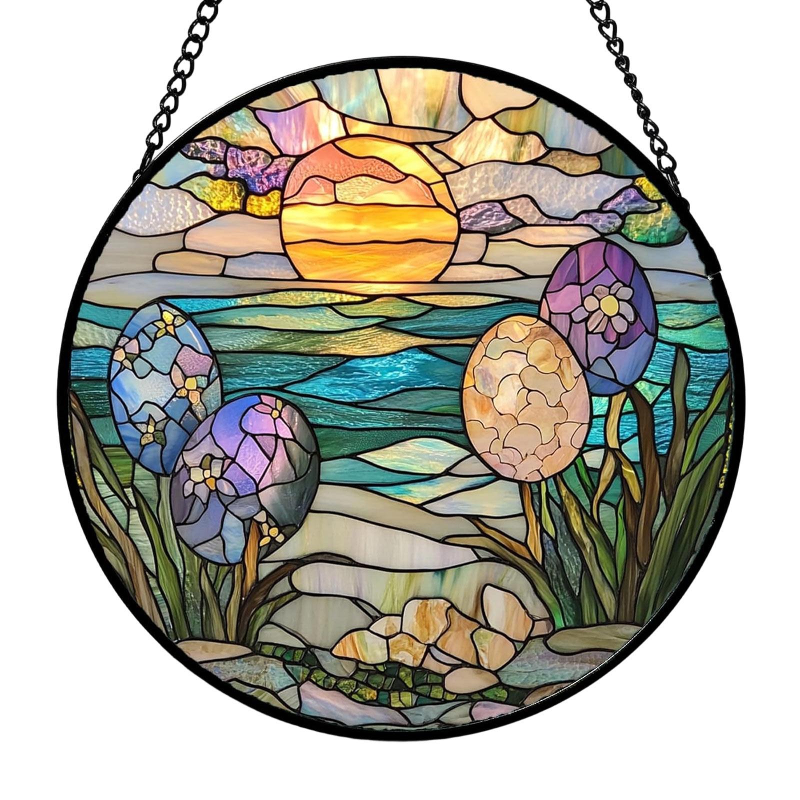 

Stained Glass Window Hanging Puzzle Pendants Garden Kitchen Sunroom Home Décor One Size
