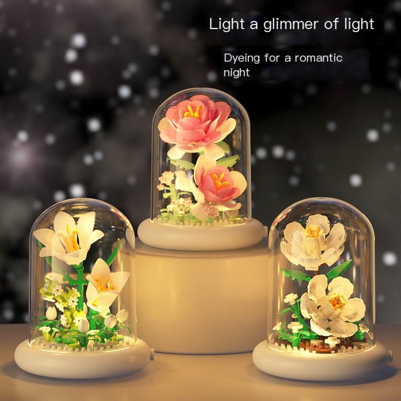 Flower(LED) Building Block Education Toys Romantic Gift For Girl