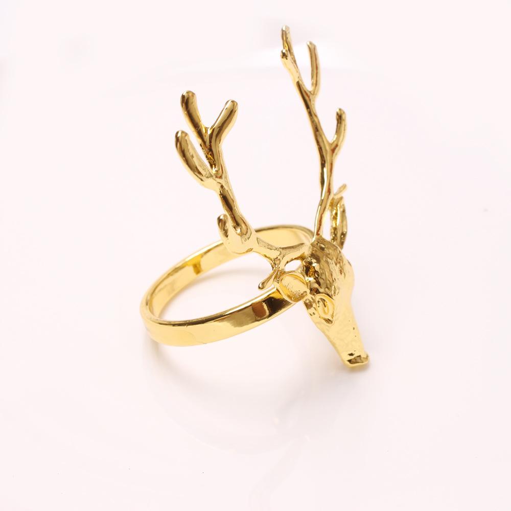 6 Pcs Gold Napkin Rings Deer for Head Shape Christmas Party Dinner Table Decor Exquisite Wedding Dinner Hand Towel Holder Napkin Holders for Cloth