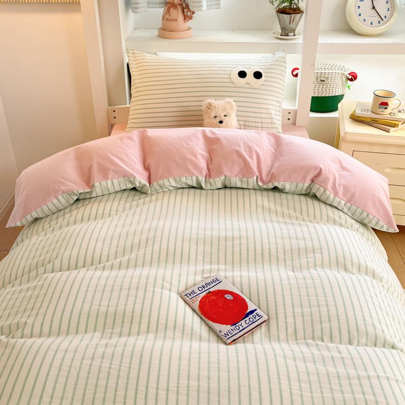 Sleep Grid (Student Season) A-class Ins Yarn Dyed Washed Cotton Pure Cotton Student Bed Three Piece Set