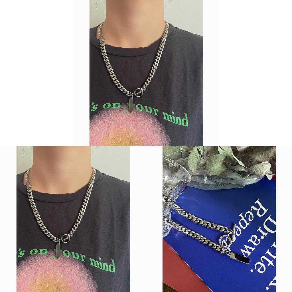Mens Geometric Stainless Steel Cuban Chain Necklace For Streetwear Style