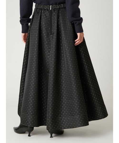 Lame Matelasse Tuck Flare Skirt FWFS261008BLK1