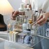 Transparent Portable Three Compartment Cosmetic Storage Box Desktop Dresser Large Capacity Skin Care Perfume Display Rack
