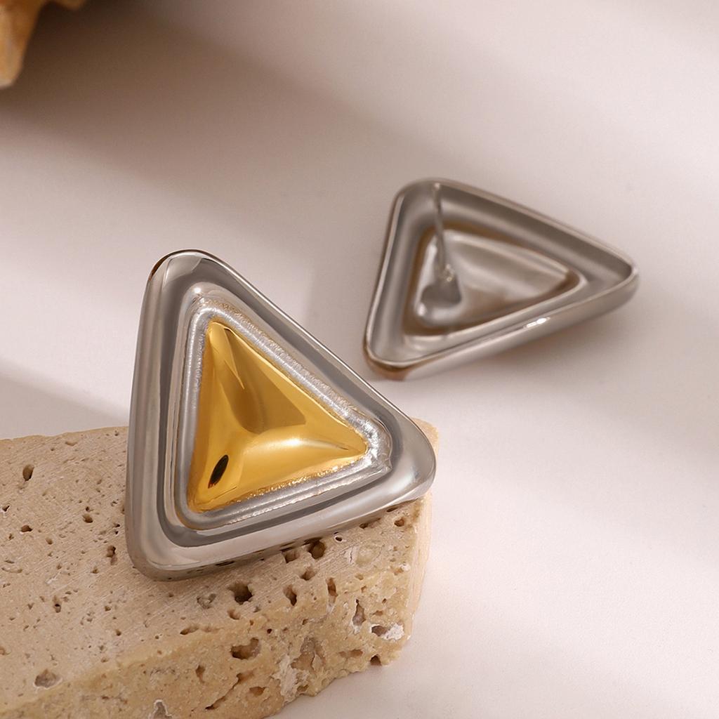 Geometric Gold and Silver Tone Studs Earrings for Women Fashion Vintage Texture Ear Accessories Lightweight Jewelry