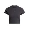 Originals Lounge Ribbed Crop T-Shirt Soft Stretch Casual Streetwear Black Women IT2547
