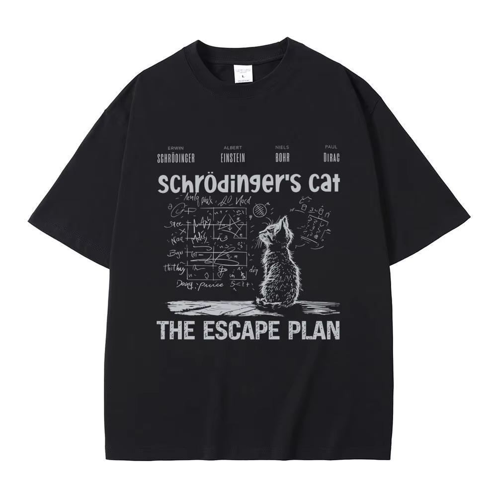 

Schrodinger Cat The Escape Plan Funny Meme Print T-shirt Men Women Casual Cotton Vintage T Shirt Men s Oversized T-shirt S