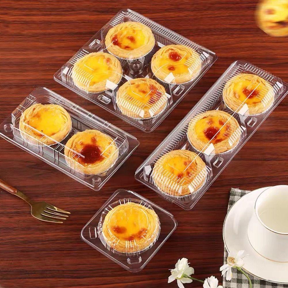 100pcs Plastic Clear Egg Tart Box Transparent Baking Cake Case Kitchen Cooking Tools