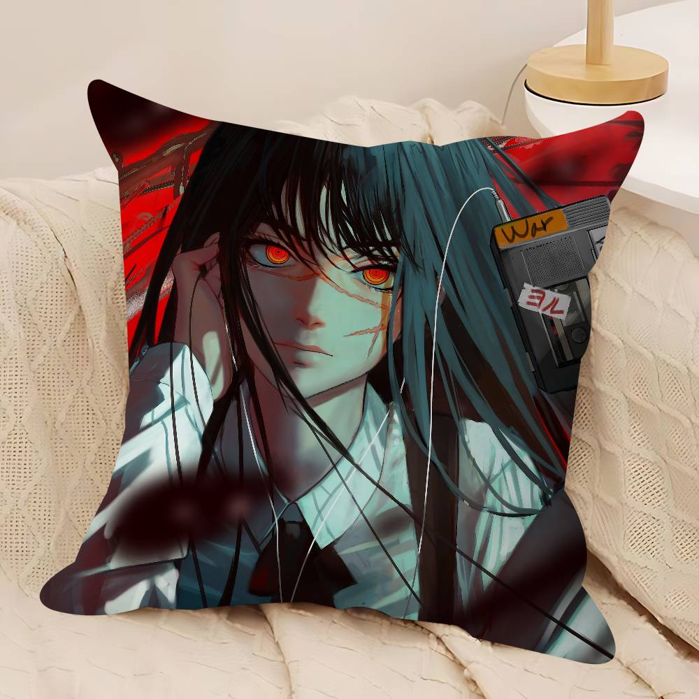 C-Chainsaw-Man Mitaka Asa Pillowcase Toon Gift Cushion Cover Bedroom Home Sofa Chair Seat Decor Pillow Case