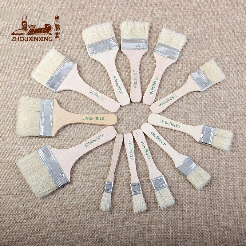 JOWOART 12 pz/set, BBQ pennello strumento di vernice tastiera lana di maiale spazzola per polvere arte per bambini disegno forniture d'arte facile da pulire spazzola di pulizia in legno