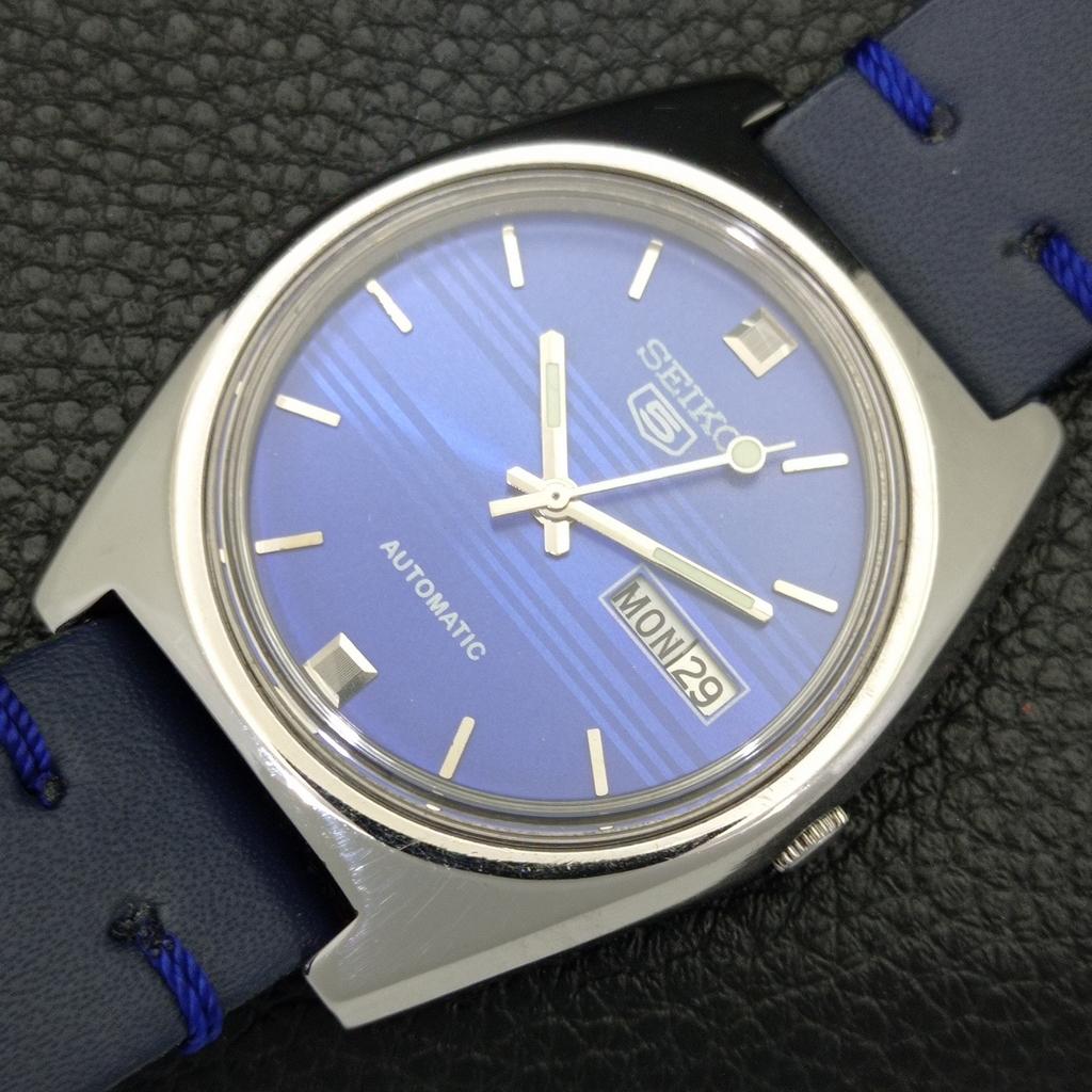 SEIKO 5 AUTOMATIC 6349A JAPAN MENS VINTAGE BLUE COLOR DIAL WATCH a701572-5 R206b-a701572
