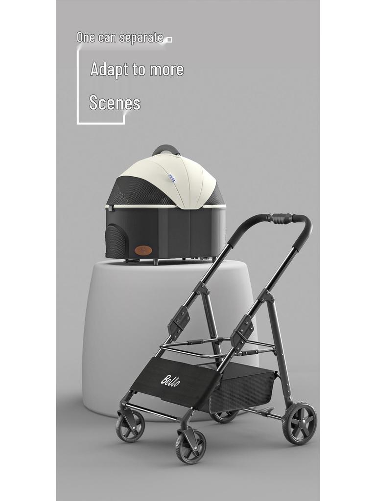 Bello Suministros para Mascotas Cochecito con Impermeable y Cojín de Asiento Extraíble para Perros