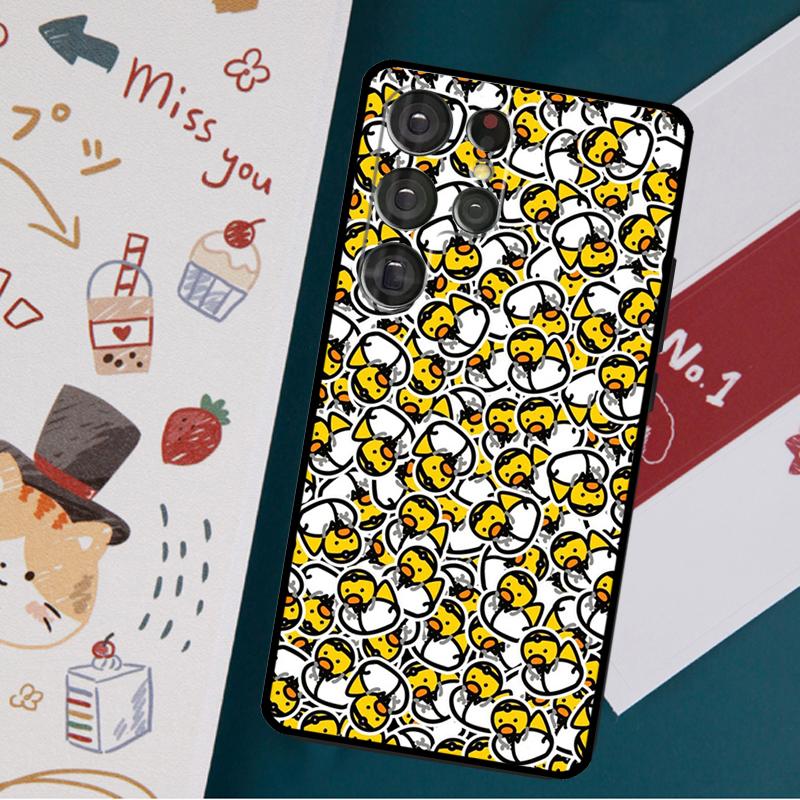 Kwaii Yellow Duck Case For Samsung Galaxy S23 S21 S22 Ultra Plus S20 FE Note 20 Note 10 S8 S9 S10 Plus Cover