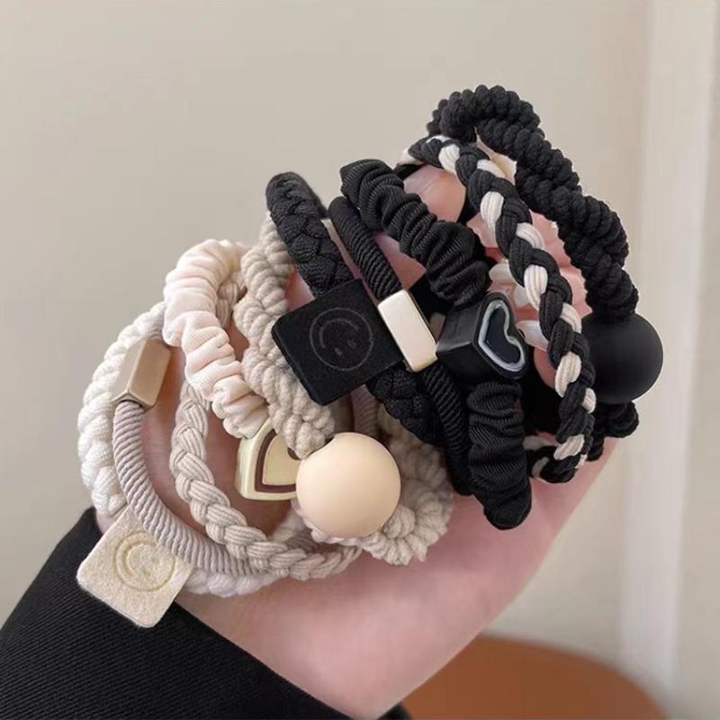 5-teiliges Haarring-Set für Damen, Haarschmuck, hohe Elastizität, Lederband, einfaches Temperament, hohe Haltbarkeit des Pferdeschwanzes, neuer Stil