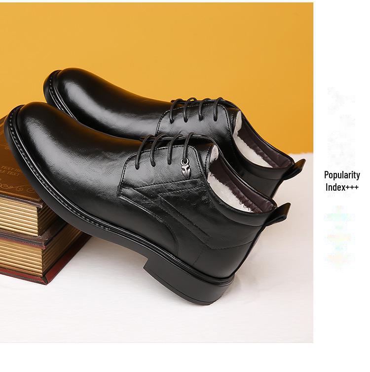 Men's High Top Business Formal Leather Shoes - Warm Winter Non-Slip Wool Velvet Lined