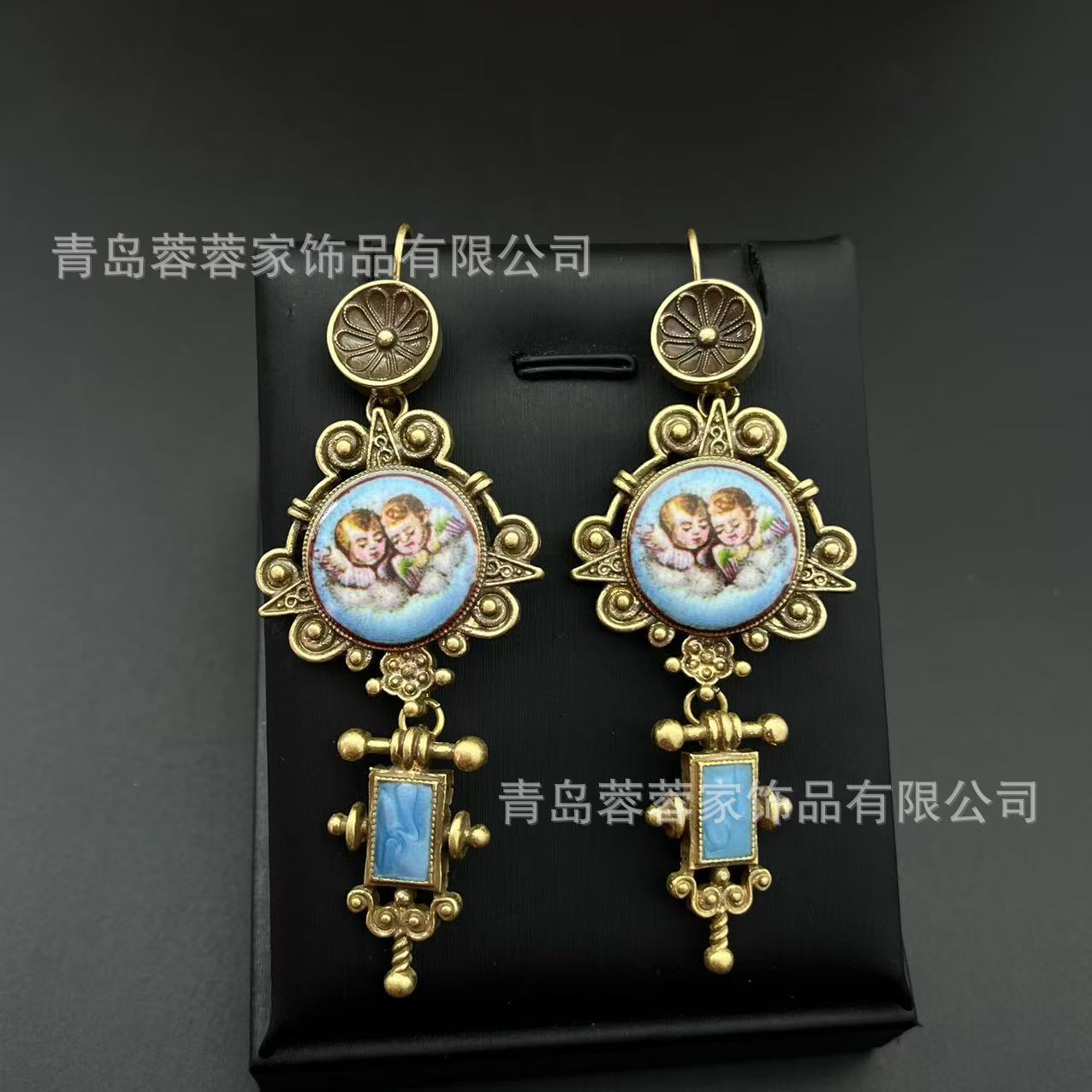 

Vintage Western Antique Palace Retro Angel Earrings Heavy-duty European Exaggerated