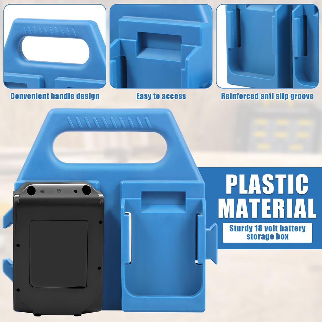 4-Slot Battery Holder for Makita 18V&14.4V Portable and Rugged Battery Storage Case Handle Equipped for Electrician Carpenter
