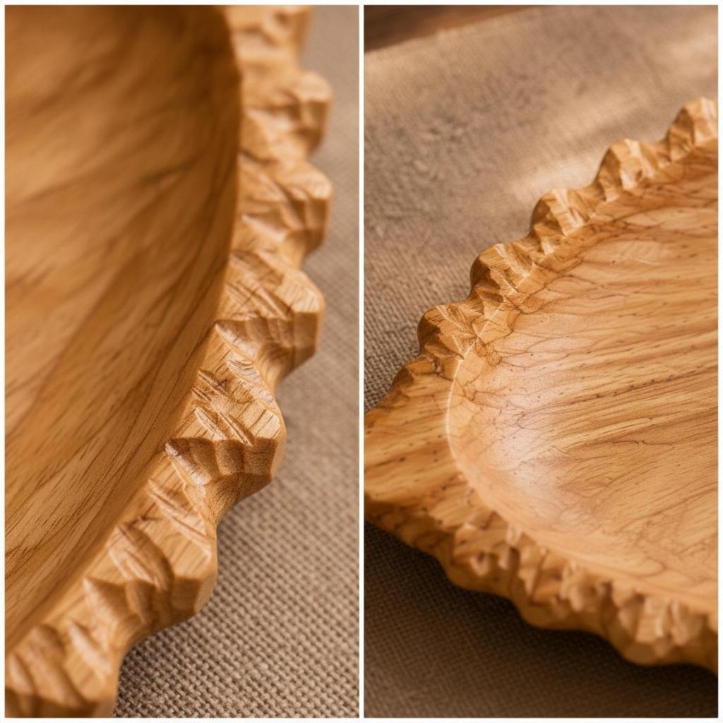 Leaf Tray Shallow Wood Bowl Serving Smooth Food Platter Sturdy