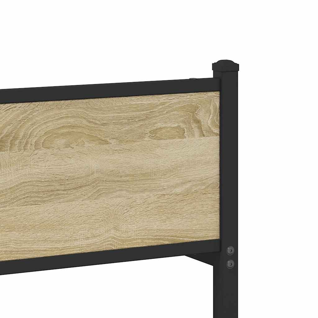 Metal Bed Frame without Mattress Sonoma Oak Finish 120x200 cm