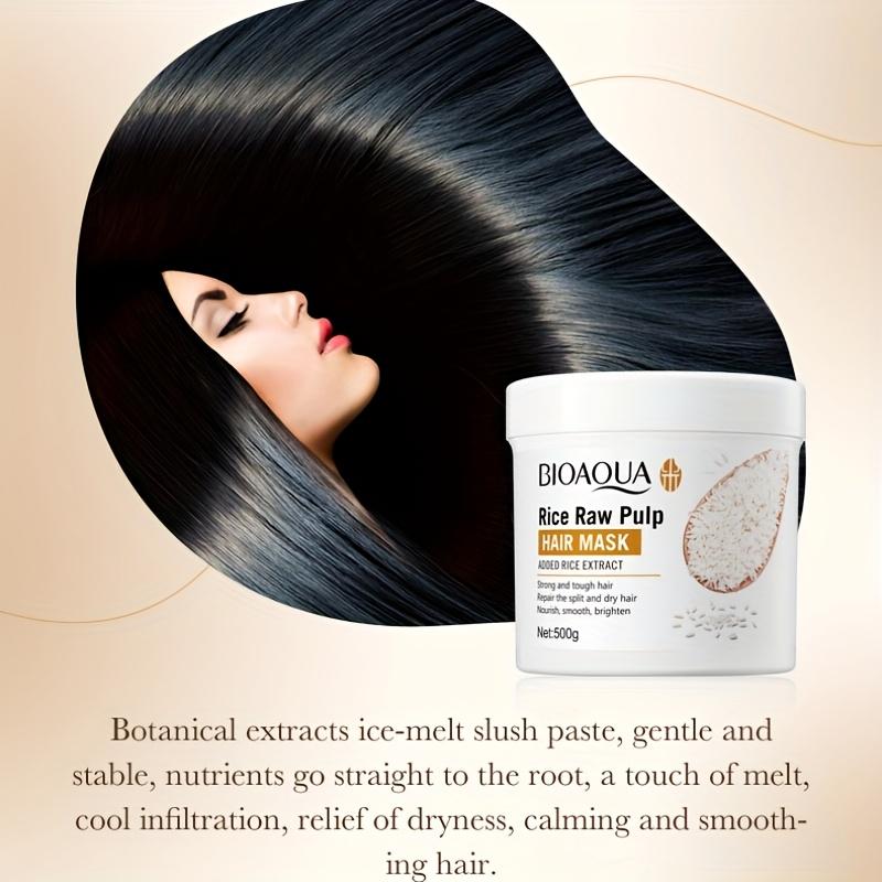 Mască de Păr cu Tărâțe de Orez 500g - Nutriție Profundă pentru Păr Uscat, Despicat și Ondulat, Efect de Catifelare și Netezire, Soluție Naturală pentru Îngrijirea Părului