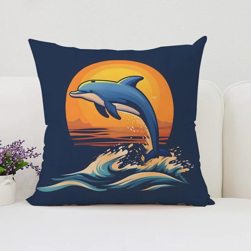 Home Decoration Cute Dolphin Decorative Pillowcase 40x40 Aesthetic Room Decoration Cover for Pillow Cases 45x45 Cushion Cover