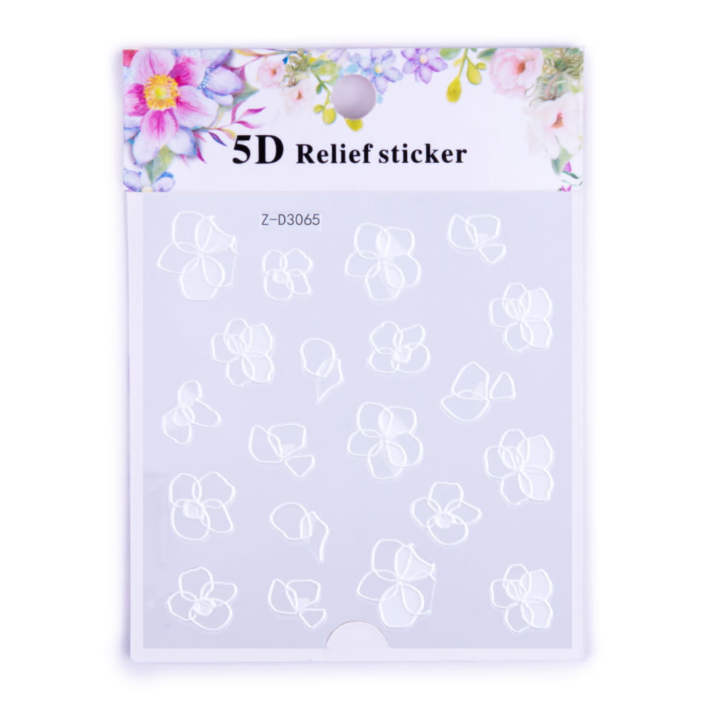 5D Adhesive Crystal Stickers Convex Acrylic Flowers Z-D3065 White