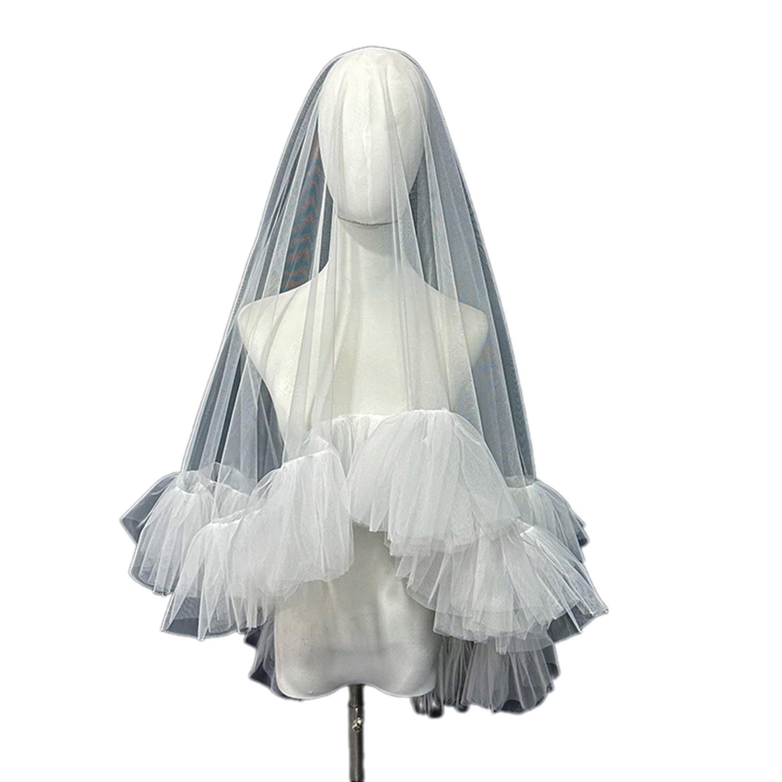 

Фата с оборками и отделкой, длинная фатина, Хэллоуин, карнавалы, женская фата для невесты, для свадьбы, торжества, вечеринки, многослойная фата