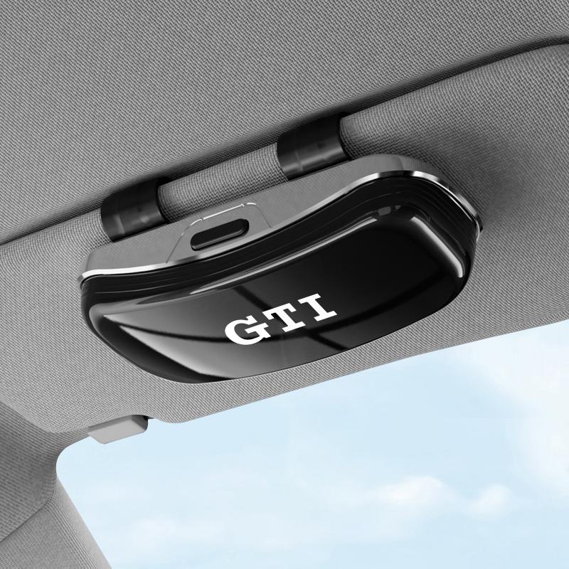 Car Visor Sunglasses Glasses Case Glasses Holder Clip Box Accessories For VW GTI Polo Golf Passat B6 Tiguan Arteon Taigo HubCap BIY1