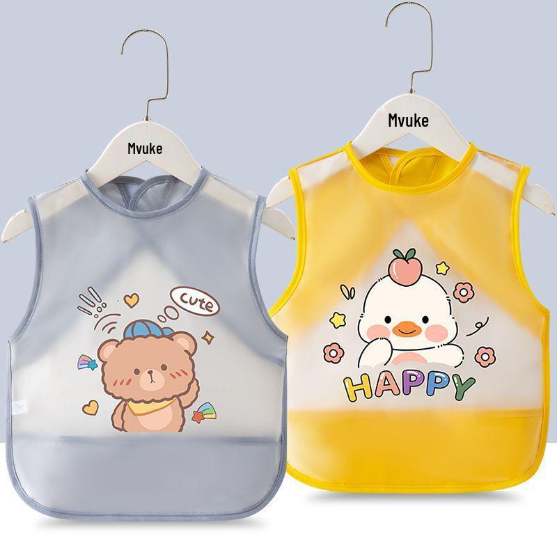 Waterproof Unisex Baby Bib: Anti-Stain Sleeveless Smock for Kids, Reversible Protective Wear.