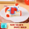 Cute Cartoon Horse Silicone Cake Mold Stereoscopic Chocolate Mousse Dessert Tool Food Grade DIY Chinese New Year Decor