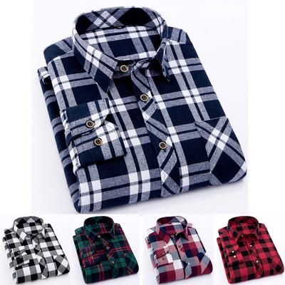 Herren-Freizeithemden, langärmelig, Chemise Homme, männliche Karohemden