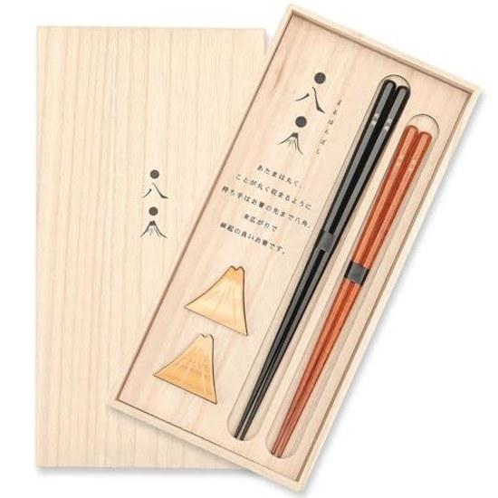 Maruhachi Couple Chopsticks Set Engraving Includes Chopstick Rest Comes Wooden Box
