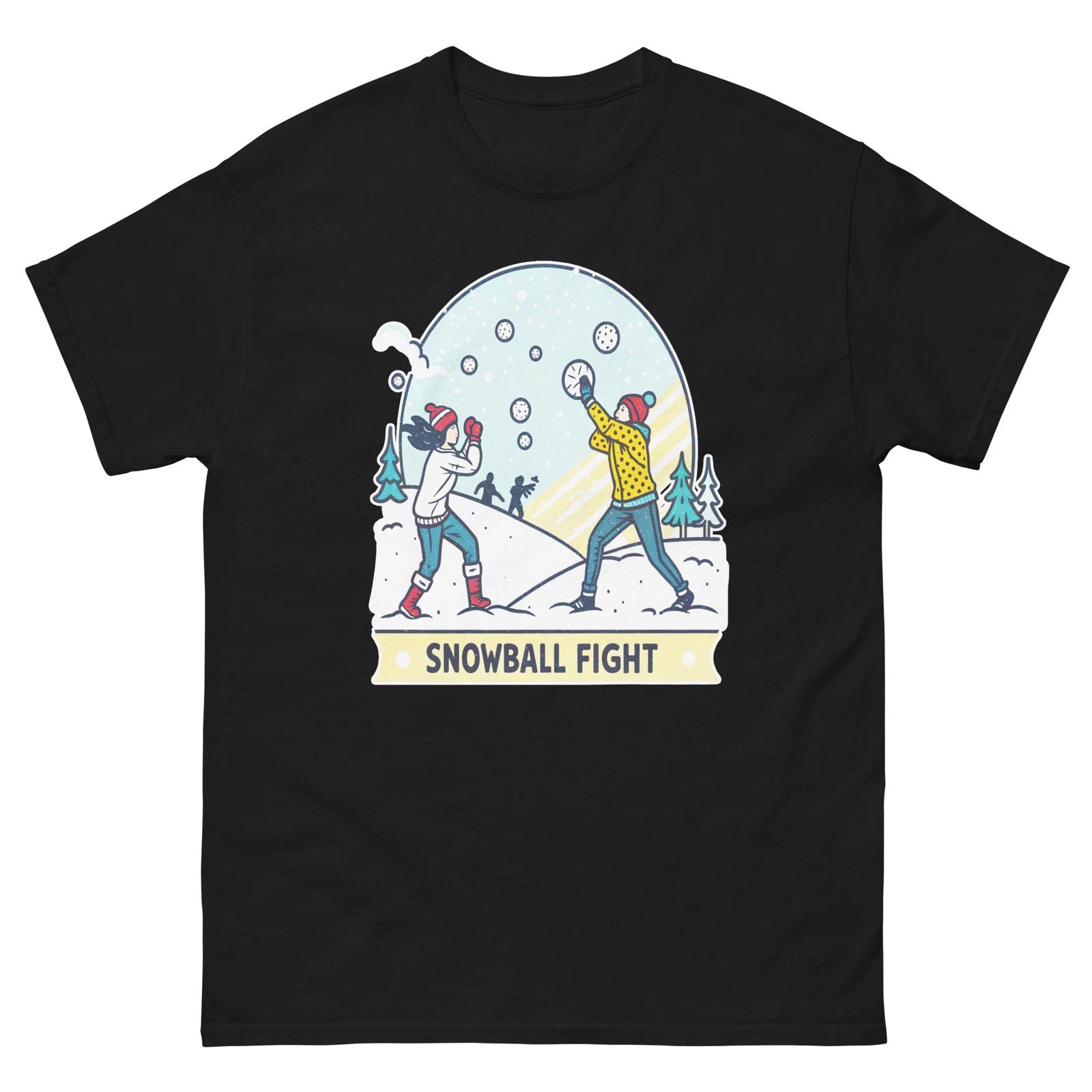 Snowball Fight Mountain Ski Resort Town T-Shirt S