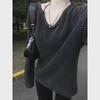 2024 Autumn V-Neck Gray Sweater: Loose, Casual Fit for Women