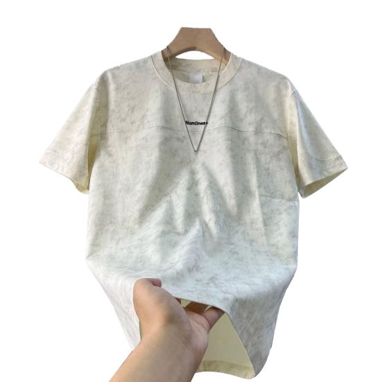 Men Stylish T-shirt Breathable Loose Fit Summer Tee Tie-Dyed Look Casual T-shirt for Beach Holiday Sports Street M