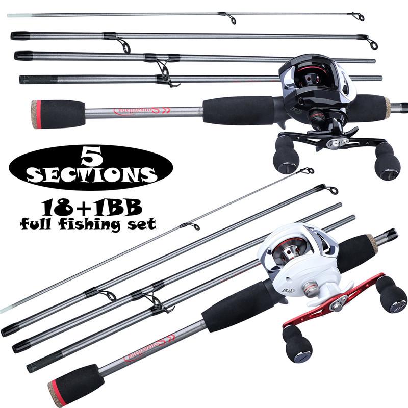 SOUGAYILANG Kombinace rybářského prutu a navijáku 5dílný Rybářský prut s 18+1BB rybářským navijákem pro nářadí na lov kaprů