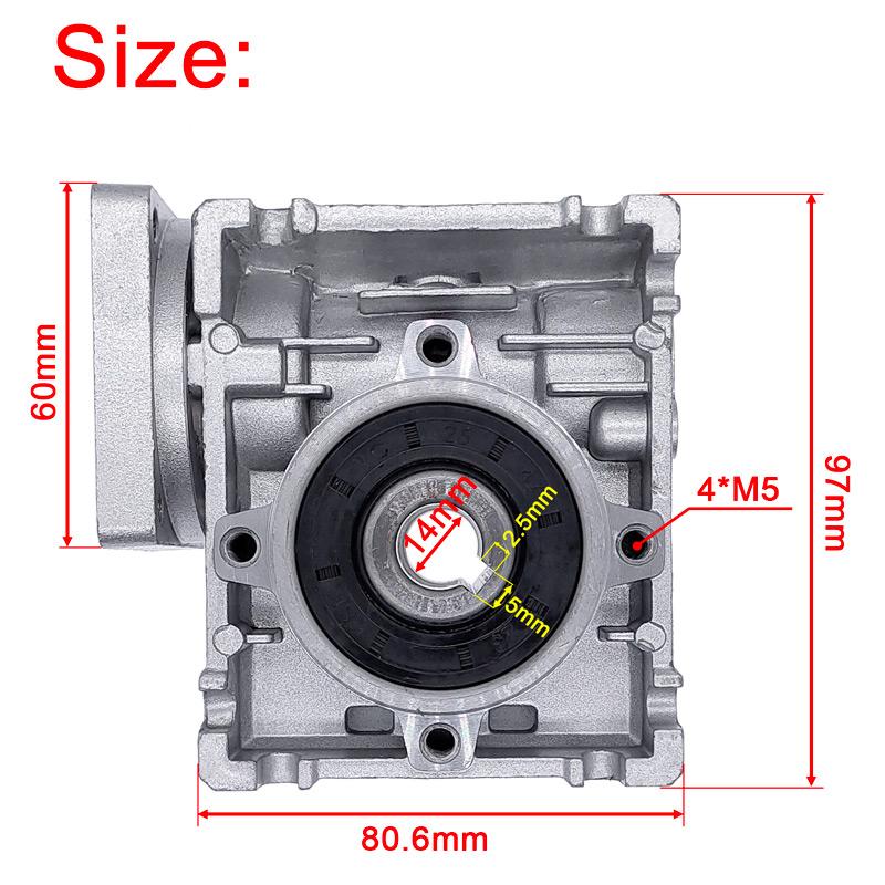 speed reducer worm DC motor gearbox RV030 14mm output 5:1-80:1 Worm Gearbox Speed Reducer for NEMA 23 Motor