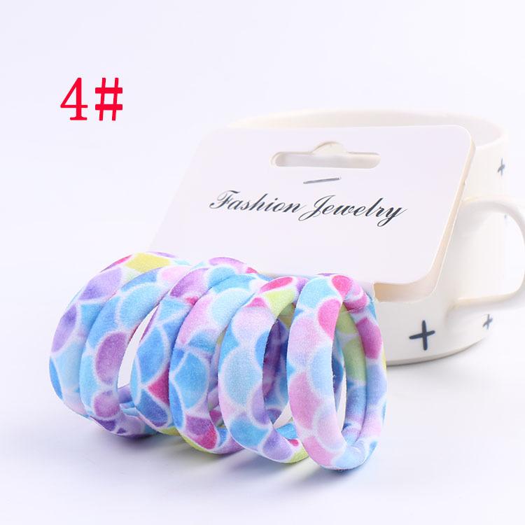 6Pcs/Set High Elasticity Printed Scrunchie Women Girls Children Elastic Hair Rubber Bands Accessories Tie Hair Rope Ring Holder