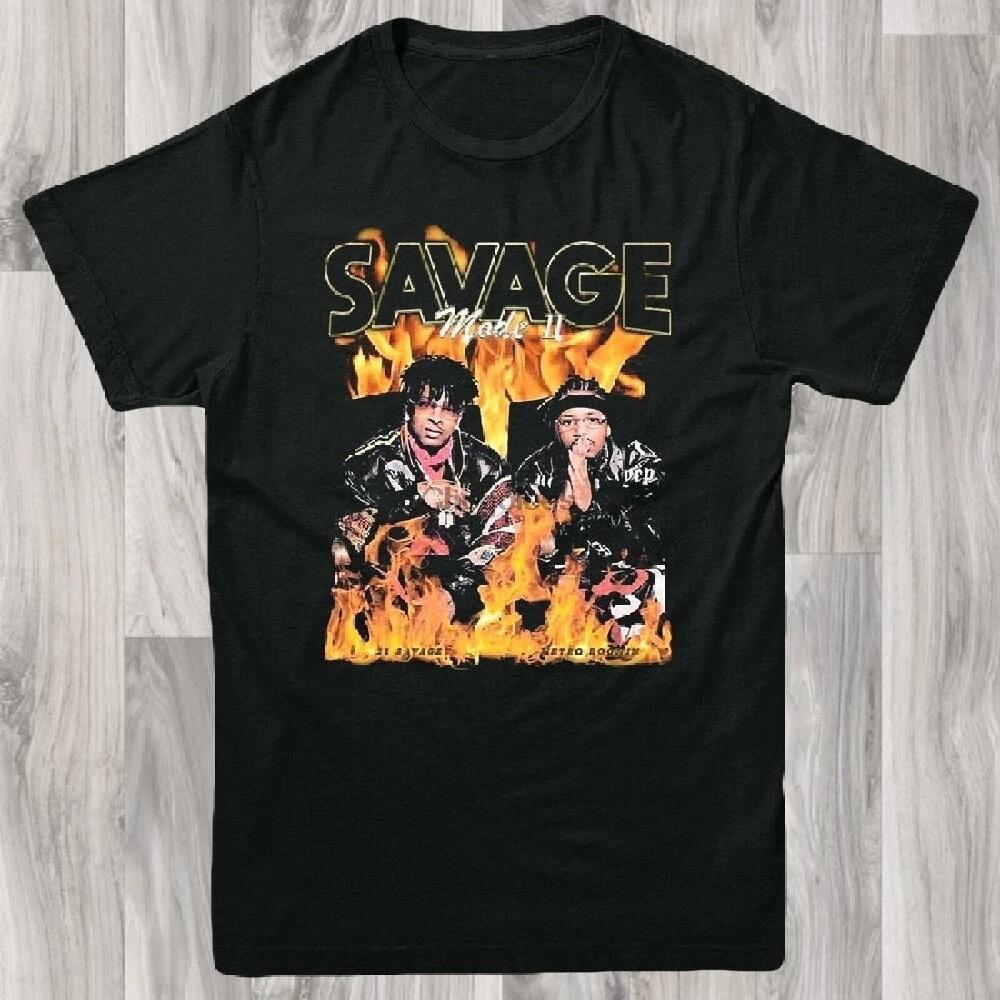 

21 Savage Band Tee T Shirt S-XL Retro Vintage Design Hip Hop Gangster Rap(2) XXXXXL чорний