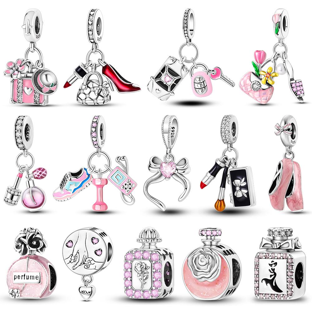 Copper Perfume Ballet Shoes Bags Lipsticks Charms Beads Fit Original Bracelet Diy Pendants Jewelry Gift For Women