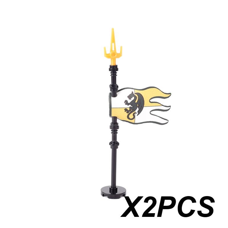 Middle Ages Empire Flag Pole Building Blocks Military Castle Lion Teutonic Knight Soldier Figures Roman Warrior Sheild Brick Toy
