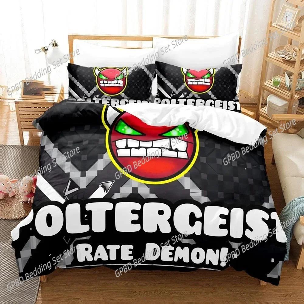 3D Game Geometry Dash Comfortable Duvet Quilt Cover Pillowcase Bedding Set Children Bedroom Decoration Home Textile