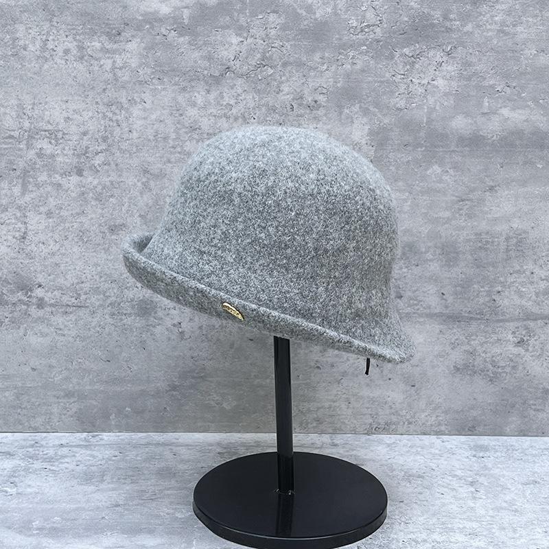 Elegant And Comfortable Warm Wool Bucket Hat Women'S Autumn And Winter Modified Face Curling Top Hat Versatile Age Reducing Korean Version Hat