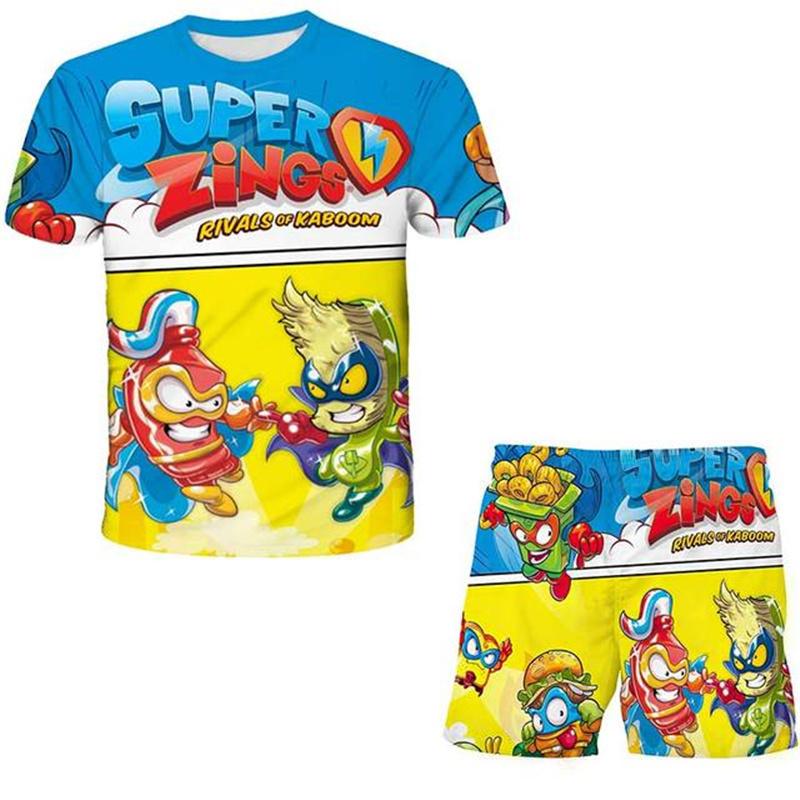 

Super Zings Набори дитячого одягу Літні дитячі футболки з короткими рукавами Короткі штани Одяг Костюми Дитячі повсякденні костюми в стилі аніме 120