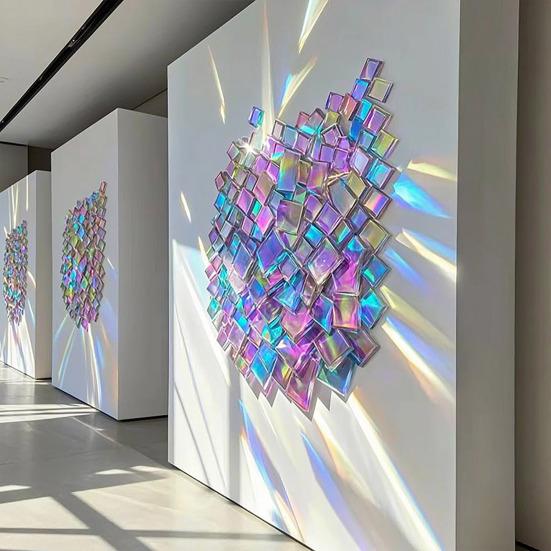 Yousheng Mini Iridescent Acrylic Squares, Translucent Rainbow Acrylic Pieces, 2cm 3cm Holographic Acrylic Tiles for DIY Crafts, Mosaic Art, Light And