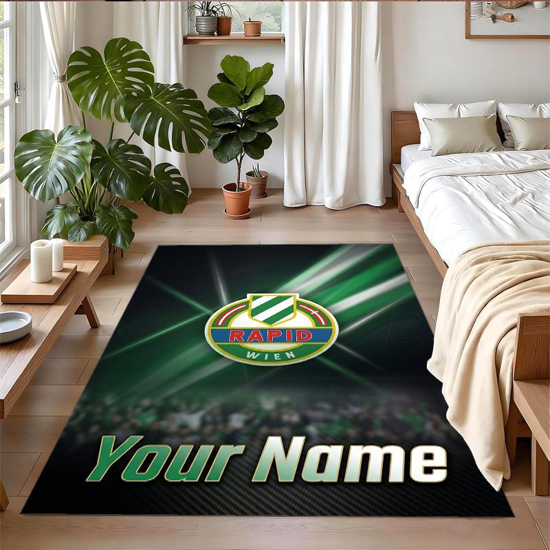Crystal Velvet Rug Custom Name Text, Soft Non Slip Floor Mat Home DecorRapid Wien FC