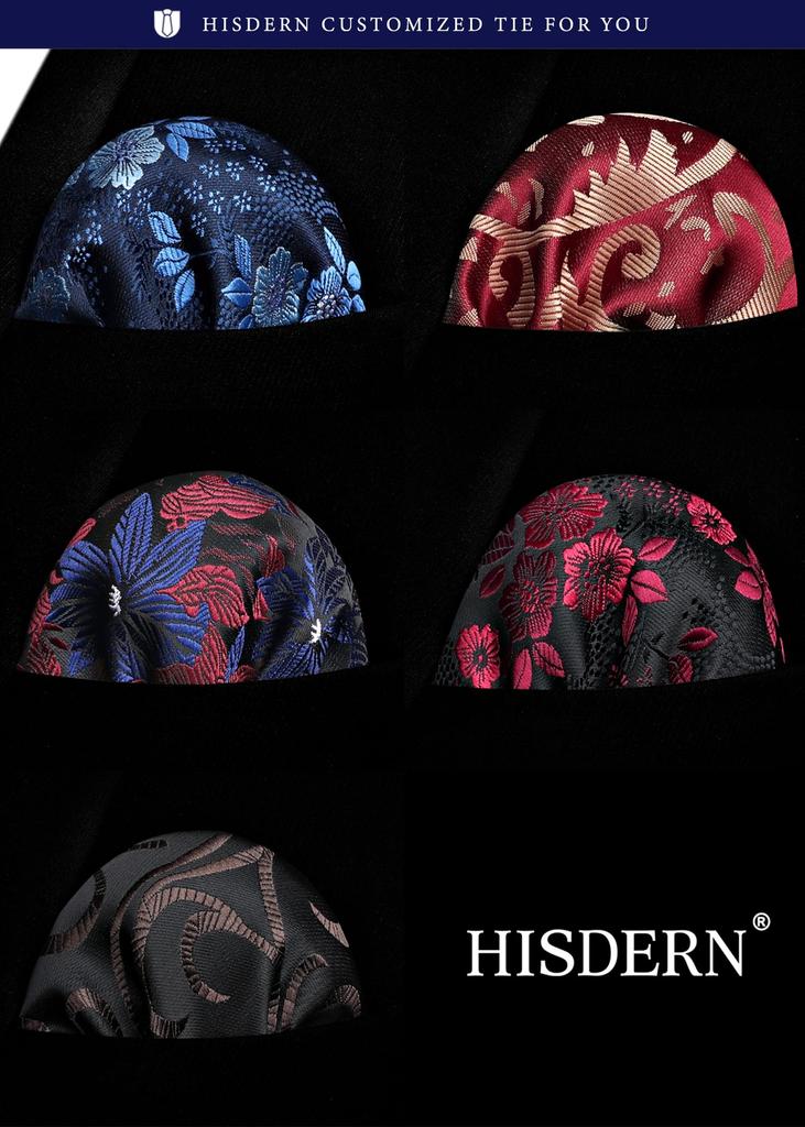 Paisley Pattern Chief Set of Floral Job Business Gift [HISDERN] Necktie, Men's Necktie, 5, Wedding, Stylish, Pattern, Necktie, Brand, Hunting,