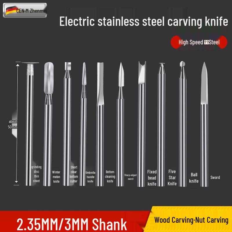 Dental & Wood Carving Tool Set: Power Tool, Engraving Knife, Steel Drill Bit, Grinding & Scribing Heads