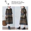 Spring and Autumn Literary Style Loose Print Round Neck Long Sleeve Dress Woman
