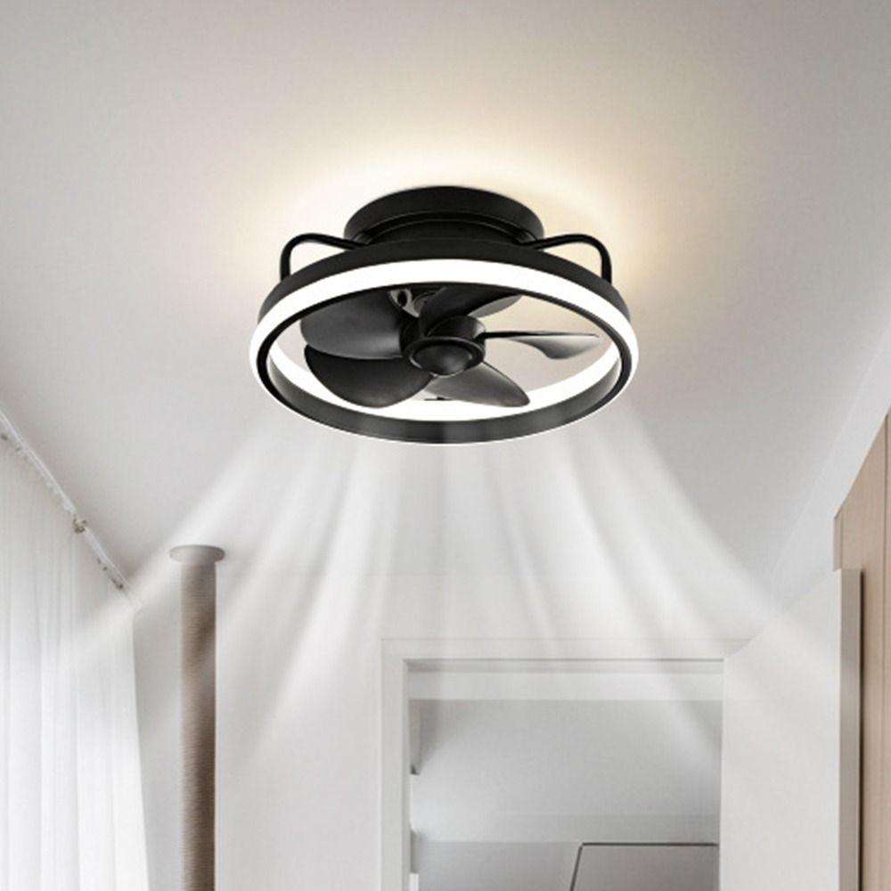 Stepless Dimming Ceiling Fan 2 in 1 Electric Cordless Fan Hanging Fan with LED Light\ Living Room
