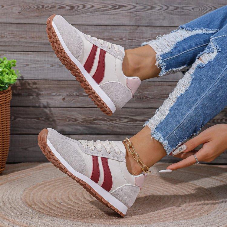 Pantofi damă noi cu blocuri de culoare Europa și Statele Unite modă retro picioare odihnite călătorie în aer liber adidași casual ușori
